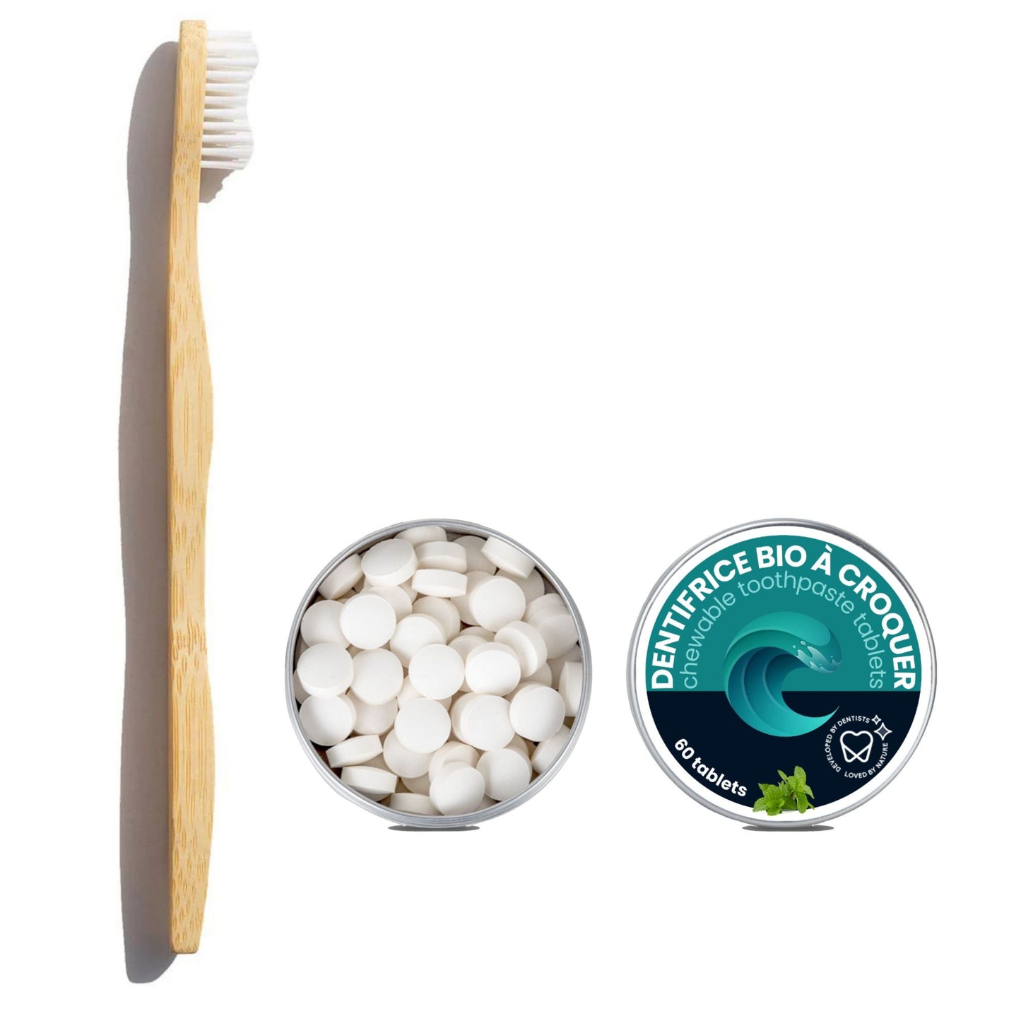 Pack - Dentifrice solide à croquer et brosse à dents en bambou