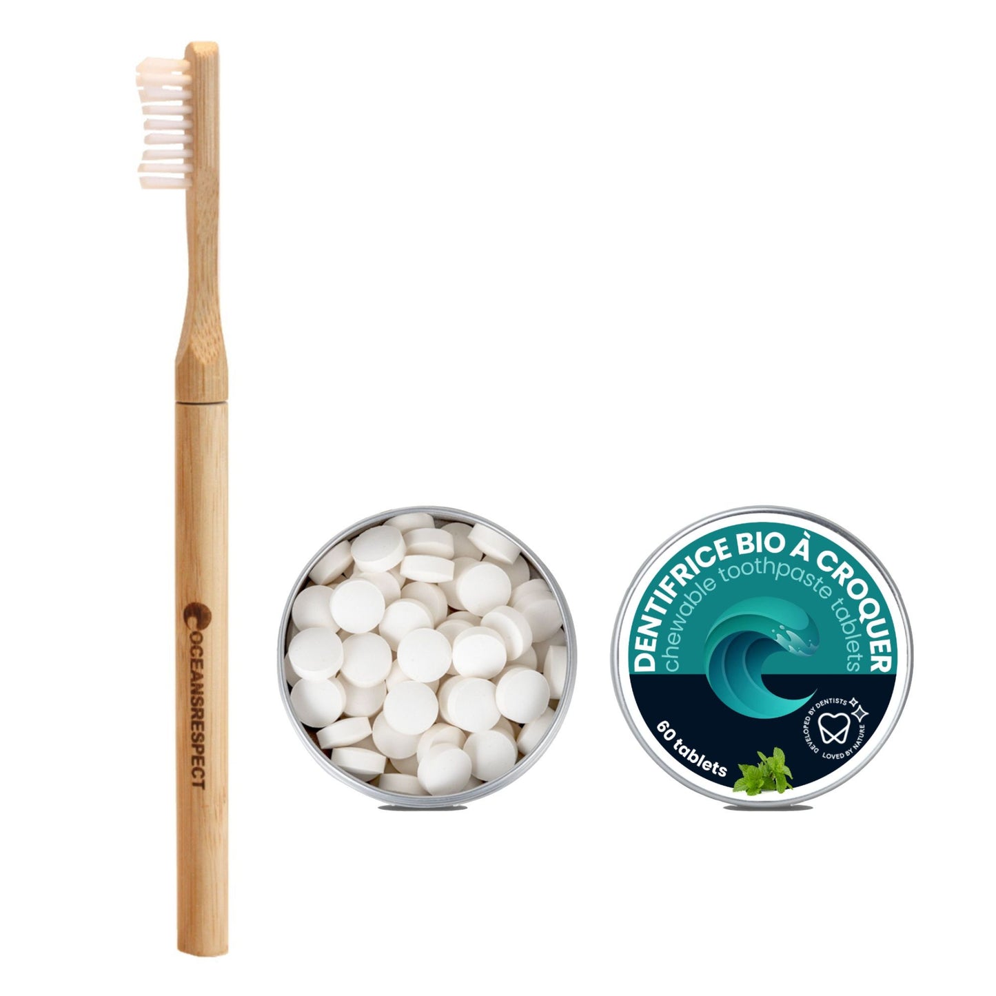 Pack - Dentifrice solide à croquer et brosse à dents en bambou