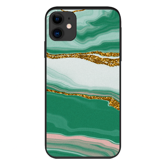 Coque anti-choc biodégradable pour téléphone - Marbre vert & or